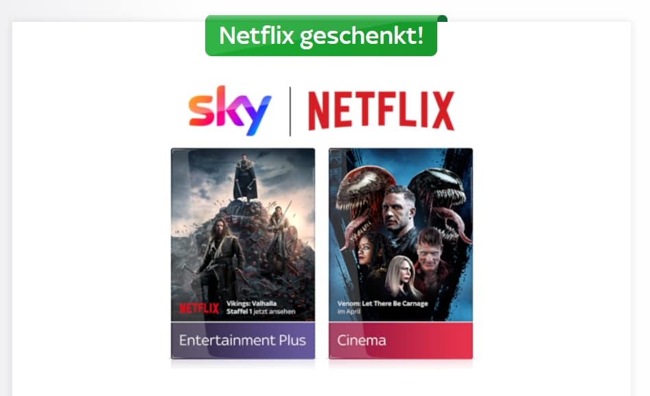 Alle Serien & Filme von Sky um nur 25€ mtl. + Netflix geschenkt!