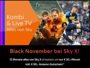 Sky X Fiction & Sport mit Kombi & Live-TV Angebot - um nur 20€ für Sky X komplett!