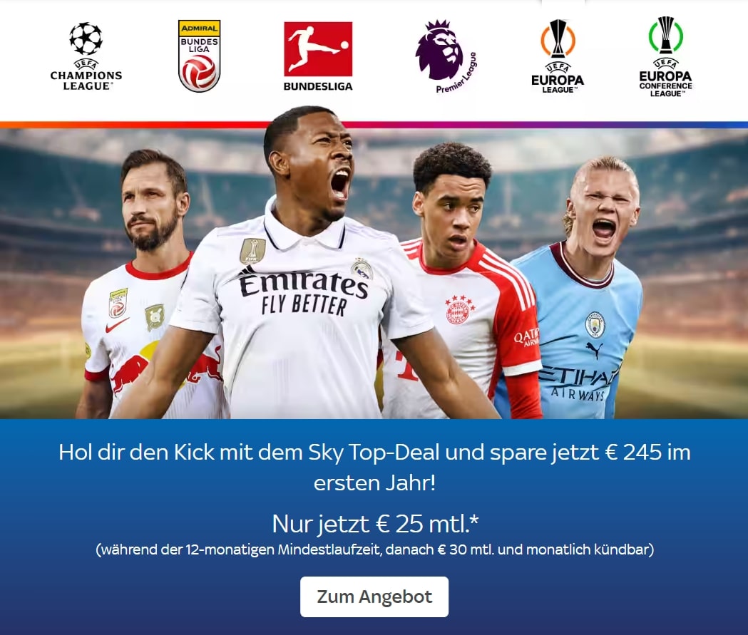 Sky ADMIRAL Bundesliga Angebote 2023/24 - JETZT ab 15€