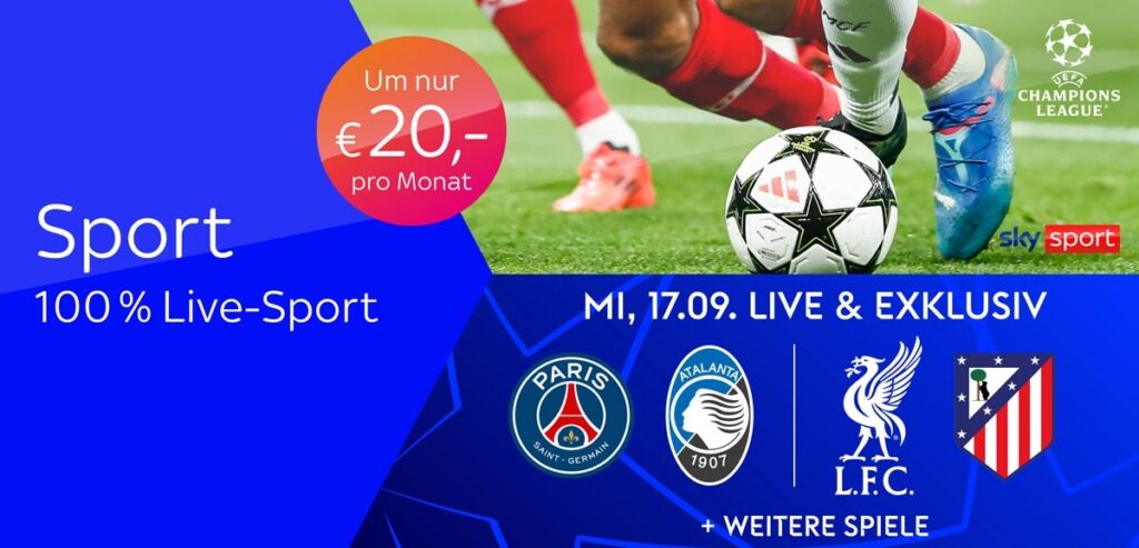 Sky X Sport: Kompletter Live-Sport nur 20€ mtl. für 12 Monate (44% Rabatt)