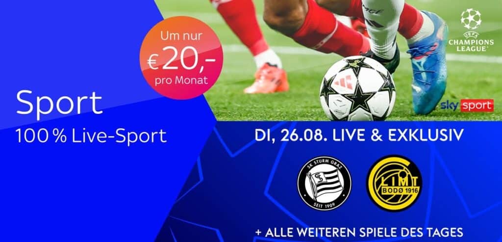 Sky X Sport: Kompletter Live-Sport nur 20€ mtl. für 12 Monate (44% Rabatt)